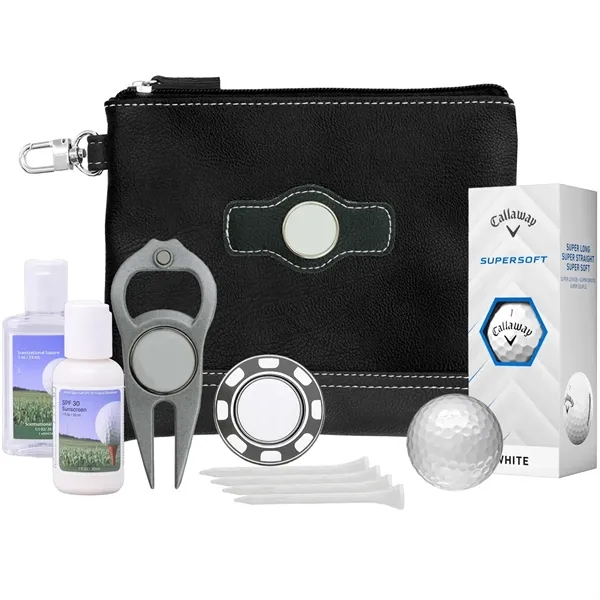 Golf essentials kit with Callaway Supersoft balls, faux leather pouch, poker... from ASI 38120 Ball Pro / Diversified Quality Kitchenware