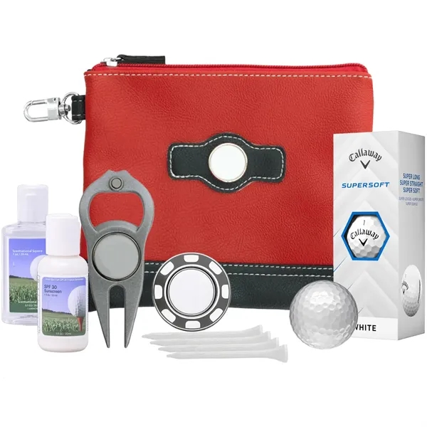 Golf essentials kit with Callaway Supersoft balls, faux leather pouch, poker... from ASI 38120 Ball Pro / Diversified Quality Kitchenware