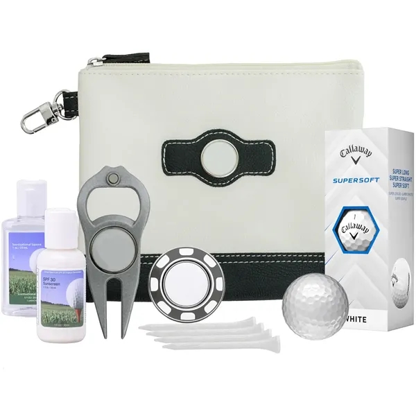 Golf essentials kit with Callaway Supersoft balls, faux leather pouch, poker... from ASI 38120 Ball Pro / Diversified Quality Kitchenware