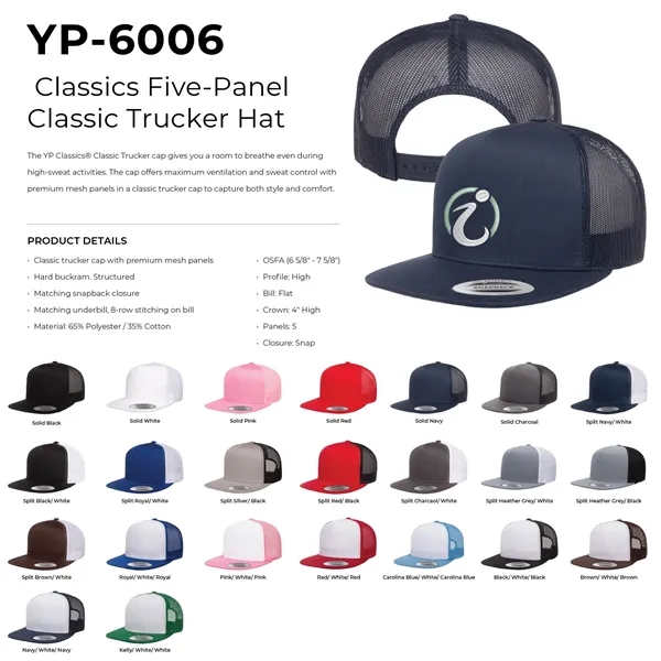 Yupoong 6006 YP Classics Five-Panel Trucker Hat with leatherette patches or... from ASI 74601 Calico