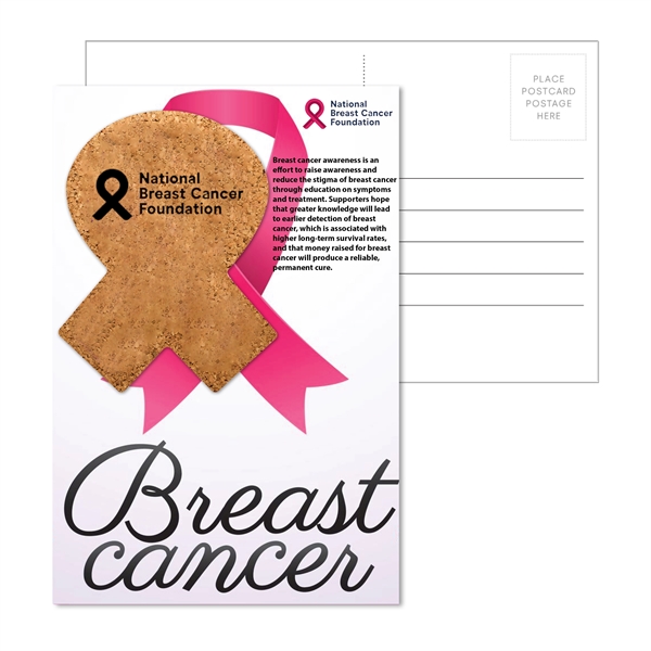 Customizable 6" x 4" full-color postcard with awareness ribbon-shaped cork coaster... from ASI 90807 Tekweld