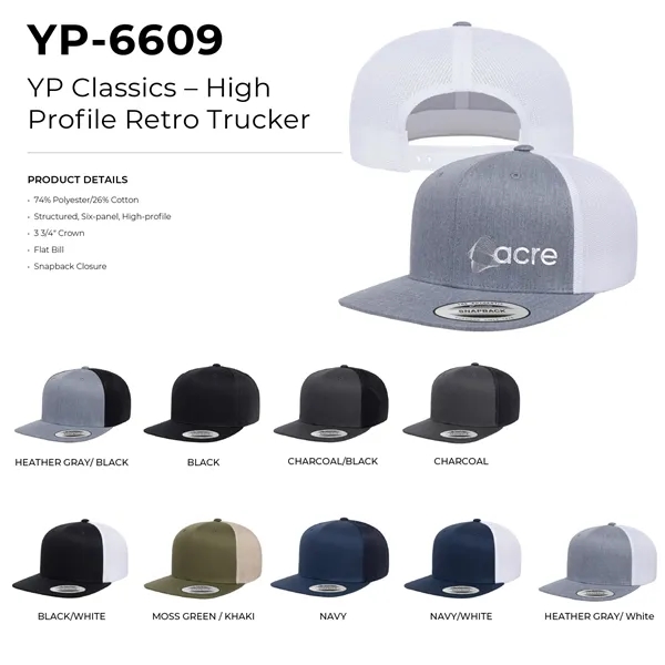 Yupoong 6606 YP Classics Retro Trucker with leatherette patches or embroidery... from ASI 74601 Calico