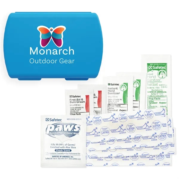 Full color imprinted USA made First Aid Kit with Hand Sanitizers,... from ASI 54040 Fey Promo