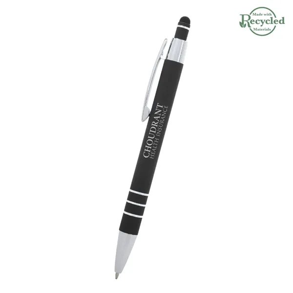 5 1/2" plunger-action pen with rubberized aluminum body and stylus on... from ASI 61125 Hit Promotional Products / Hit®