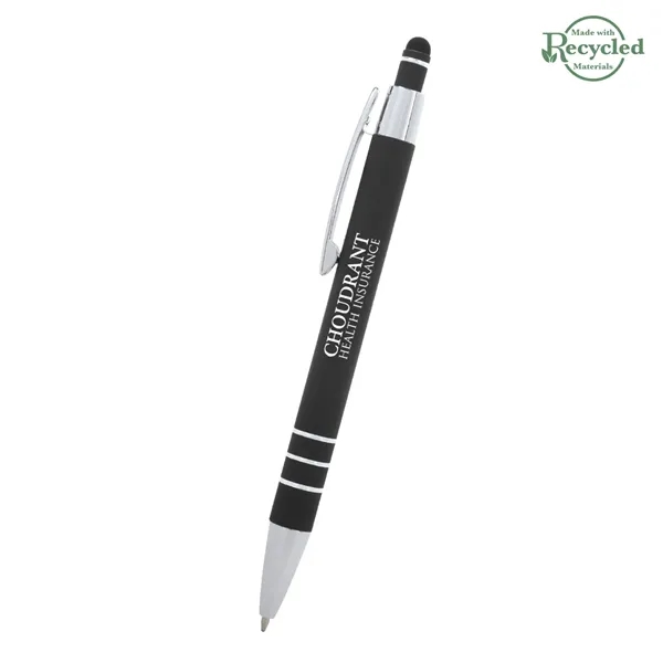 5 1/2" plunger-action pen with rubberized aluminum body and stylus on... from ASI 61125 Hit Promotional Products / Hit®