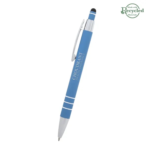 5 1/2" plunger-action pen with rubberized aluminum body and stylus on... from ASI 61125 Hit Promotional Products / Hit®