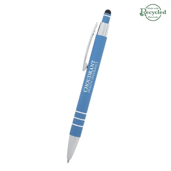 5 1/2" plunger-action pen with rubberized aluminum body and stylus on... from ASI 61125 Hit Promotional Products / Hit®