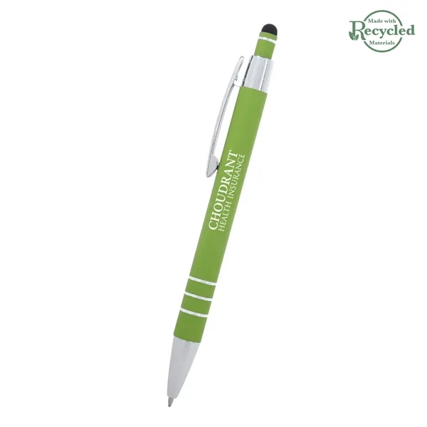 5 1/2" plunger-action pen with rubberized aluminum body and stylus on... from ASI 61125 Hit Promotional Products / Hit®