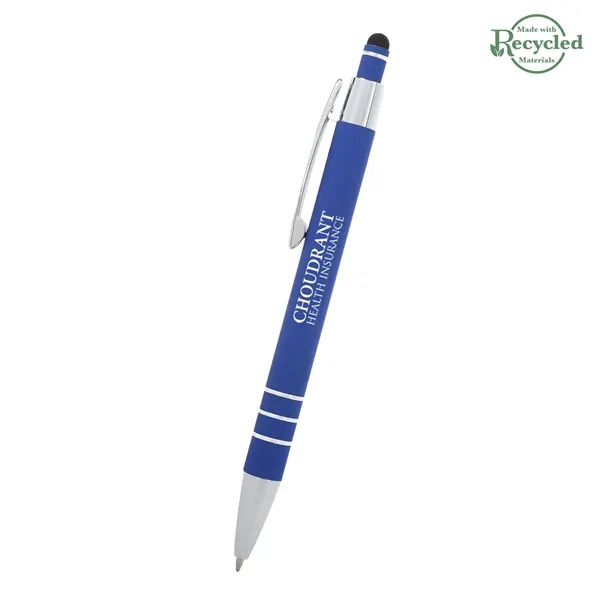 5 1/2" plunger-action pen with rubberized aluminum body and stylus on... from ASI 61125 Hit Promotional Products / Hit®