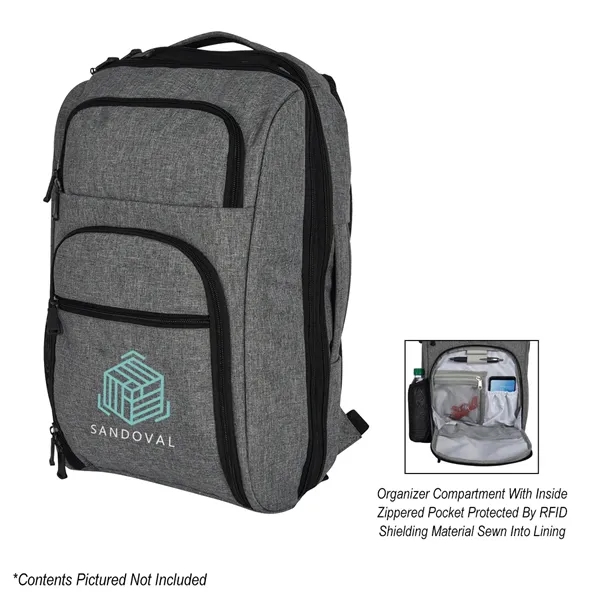 Heathered RFID laptop backpack and briefcase with several pockets and added... from ASI 61125 Hit Promotional Products / Hit®