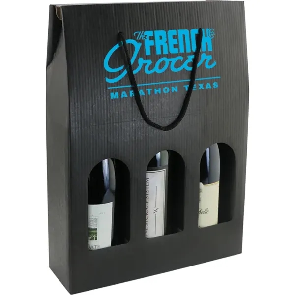 Heavy Duty Black Wine Bottle Carrier with Windows and Rope Handles... from ASI 55450 Franmara Inc