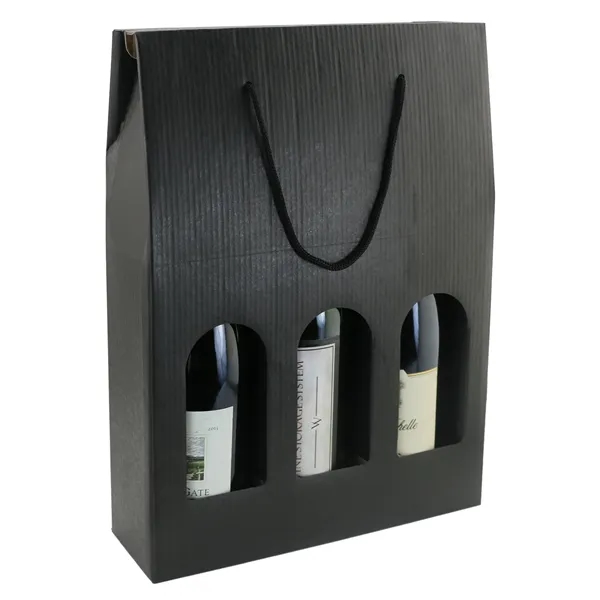 Heavy Duty Black Wine Bottle Carrier with Windows and Rope Handles... from ASI 55450 Franmara Inc