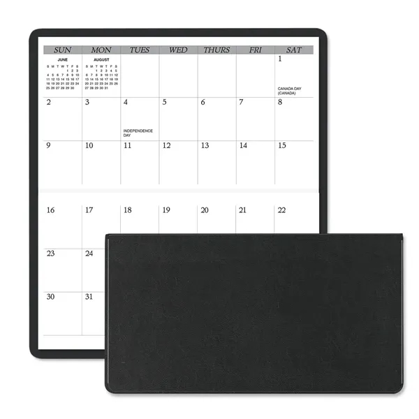 3.62"H x 6.75"W 13-month horizontally-oriented folding planner with executive vinyl cover.... from ASI 54040 Fey Promo / Fey Calendar Impressions