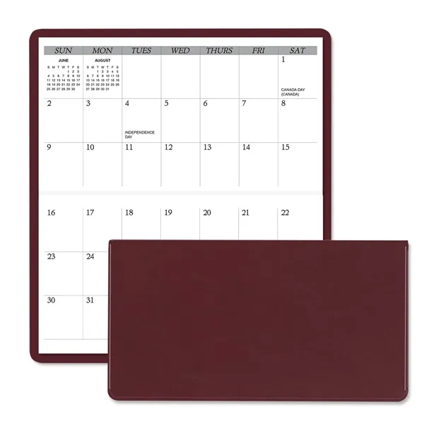 3.62"H x 6.75"W 13-month horizontally-oriented folding planner with executive vinyl cover.... from ASI 54040 Fey Promo / Fey Calendar Impressions