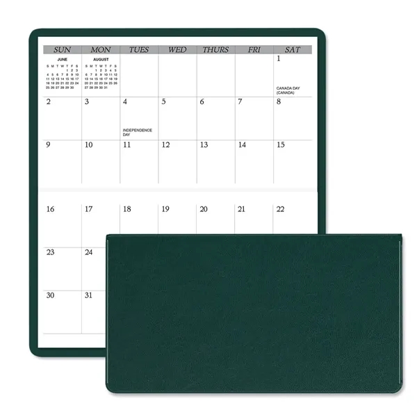 3.62"H x 6.75"W 13-month horizontally-oriented folding planner with executive vinyl cover.... from ASI 54040 Fey Promo / Fey Calendar Impressions