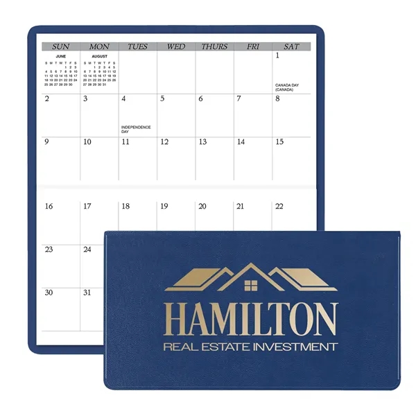 3.62"H x 6.75"W 13-month horizontally-oriented folding planner with executive vinyl cover.... from ASI 54040 Fey Promo / Fey Calendar Impressions