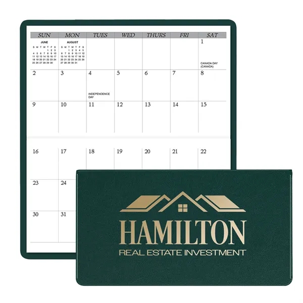 3.62"H x 6.75"W 13-month horizontally-oriented folding planner with executive vinyl cover.... from ASI 54040 Fey Promo / Fey Calendar Impressions