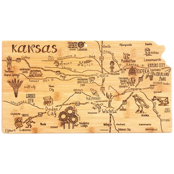 Kansas shaped destination cutting board.... from ASI 91565 Totally Bamboo / Totally Bamboo