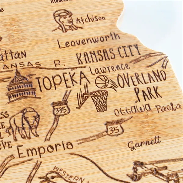 Kansas shaped destination cutting board.... from ASI 91565 Totally Bamboo / Totally Bamboo