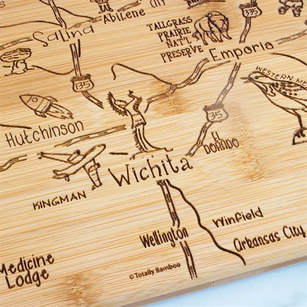 Kansas shaped destination cutting board.... from ASI 91565 Totally Bamboo / Totally Bamboo