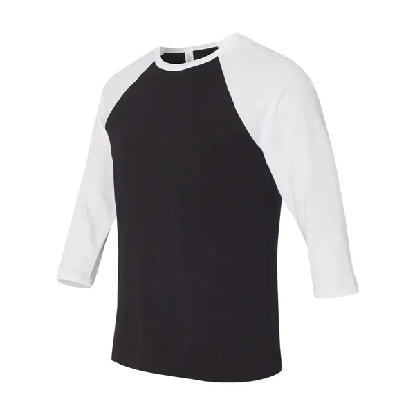 Unisex three-quarter sleeve baseball T-shirt with a retail fit, side seams,... from ASI 84358 S&S Activewear