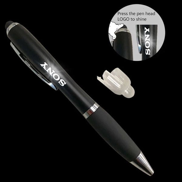 Ballpoint pen with a painted metallic surface, a stylus, and a... from ASI 37218 Athena Promo (tm)