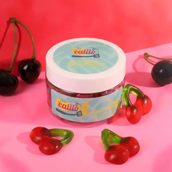 Cherry-shaped gummy candy in a 3 oz small jar.... from ASI 61966 HPG / SugarSpot