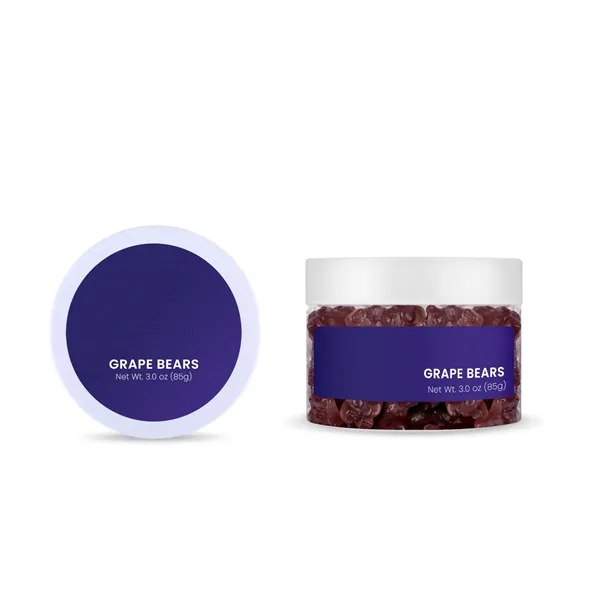 Purple grape-flavored gummy bears in a 3 oz small jar.... from ASI 61966 HPG / SugarSpot