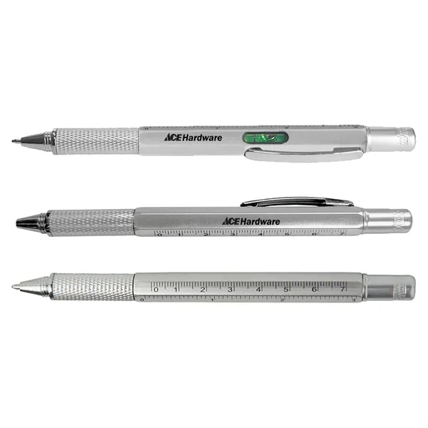 Twist action ballpoint pen with level, Phillips & flat head screwdrivers,... from ASI 52710 Lincoln Line