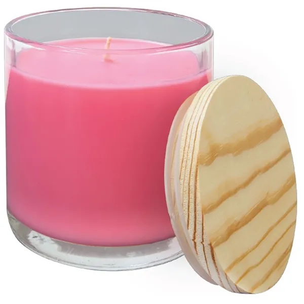 14oz Peony Rose Candle in Glass Holder w/ Wood Lid... from ASI 74601 Calico