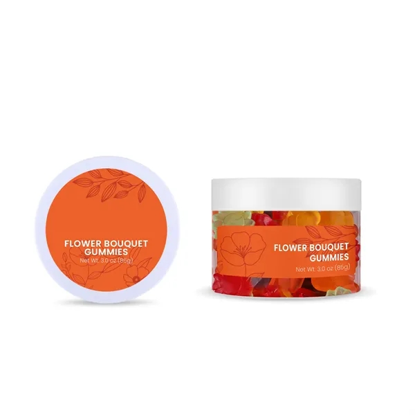Fruit-flavored flower gummy candy assortment in a 3 oz small jar.... from ASI 61966 HPG / SugarSpot