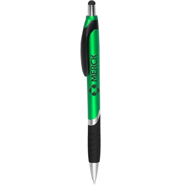 Plastic ballpoint pen with touch screen stylus and rubber grip.... from ASI 39552 BEL Promo