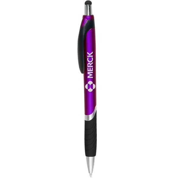 Plastic ballpoint pen with touch screen stylus and rubber grip.... from ASI 39552 BEL Promo