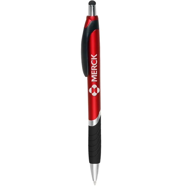 Plastic ballpoint pen with touch screen stylus and rubber grip.... from ASI 39552 BEL Promo