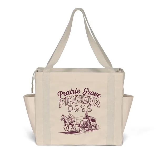 Cotton bag is versatile, side pockets, long handles and a zipper... from ASI 37940 Bag Makers Inc