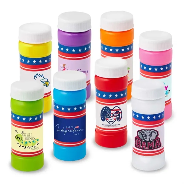 2 ounce bottle of bubbles with patriotic themed digitally printed label.... from ASI 63549 Jornik Manufacturing Corp / Jornik
