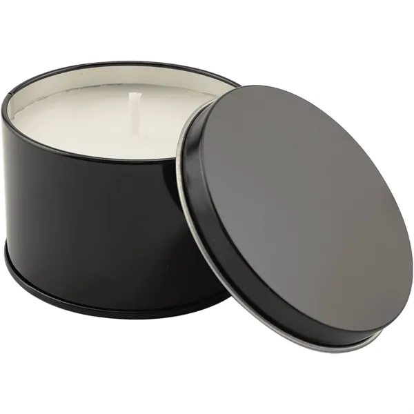 5.3 oz. Crisp Linen Candle in a Black Metal Tin... from ASI 74601 Calico