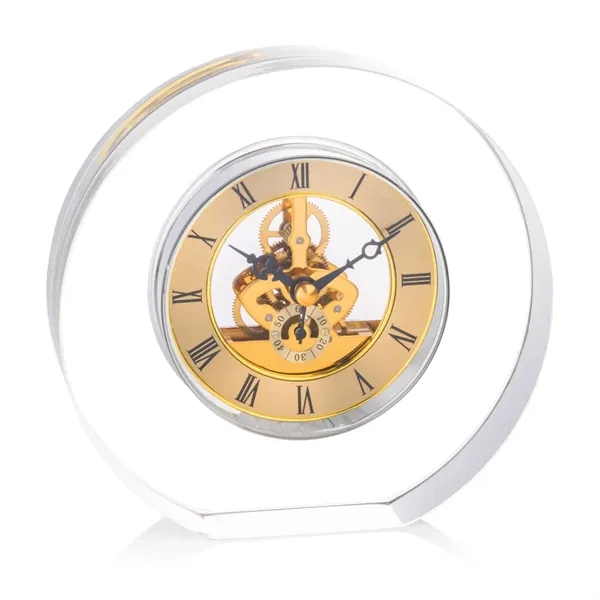 A striking optical crystal clock featuring a beautifully exposed skeleton movement... from ASI 84592 St Regis Group