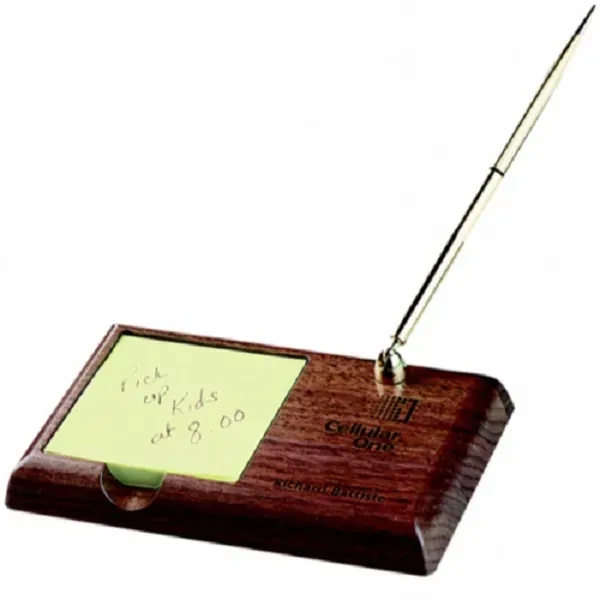 Wood memo pen stand with self-stick notes.... from ASI 88156 Solid Dimensions Inc
