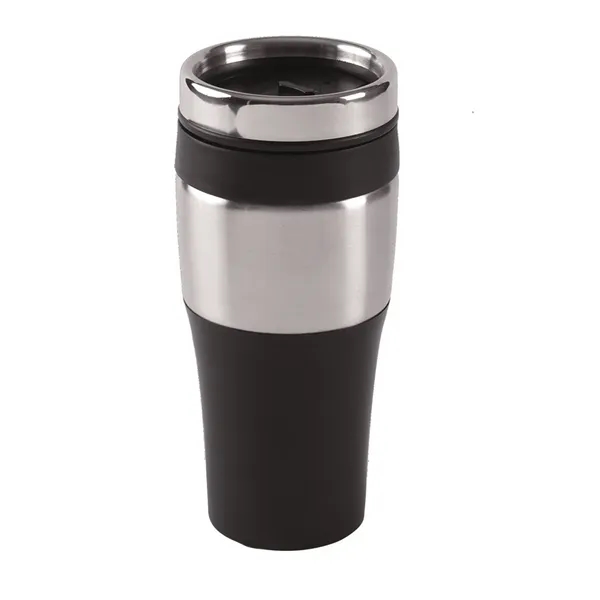 16 oz. insulated travel mug with PVC grip, thumb-slide plastic lid,... from ASI 79530 Prime Line