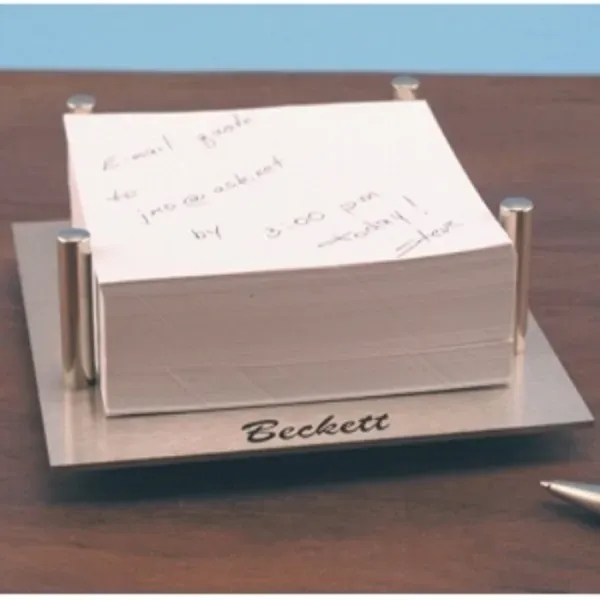 Stainless steel cube holder with paper and pegs.... from ASI 88156 Solid Dimensions Inc