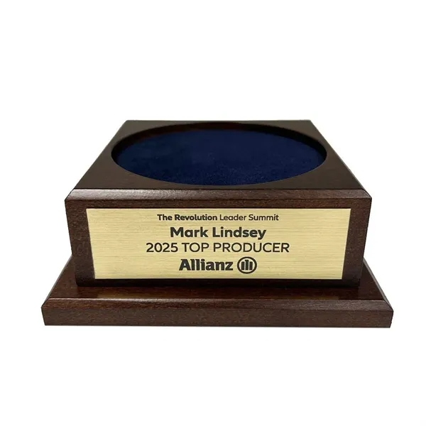 Wood award base with custom display options.... from ASI 88156 Solid Dimensions Inc