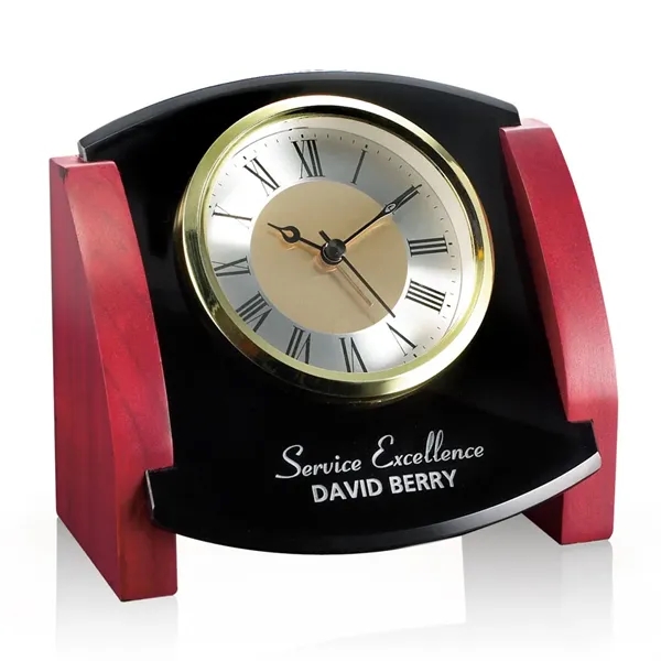 Rosewood and black 5 1/2" glass clock.... from ASI 84592 St Regis Group