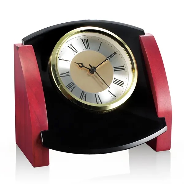 Rosewood and black 5 1/2" glass clock.... from ASI 84592 St Regis Group
