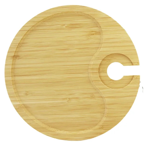 Eco-friendly Bamboo Round Tray with Wine Glass Holder... from ASI 55450 Franmara Inc