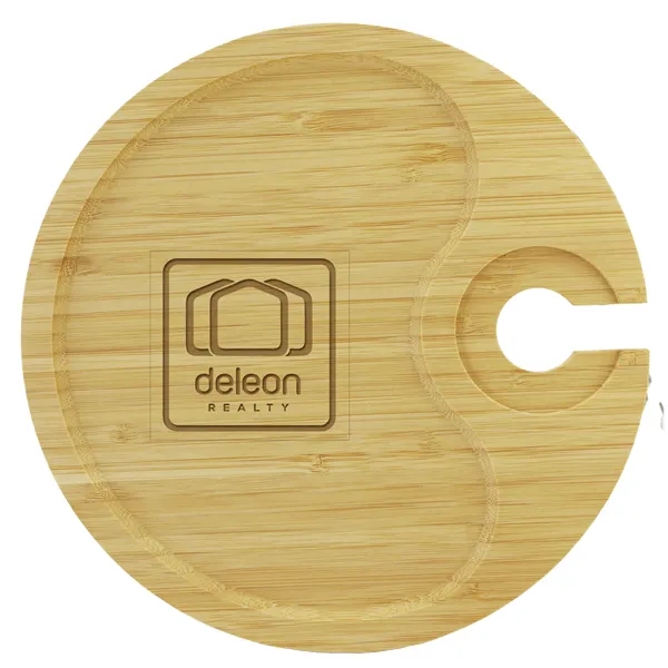 Eco-friendly Bamboo Round Tray with Wine Glass Holder... from ASI 55450 Franmara Inc