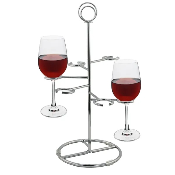 Deluxe tiered flight holder holds six stemware wine glasses at tiered... from ASI 55450 Franmara Inc