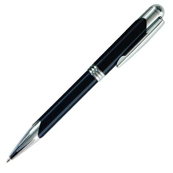 Metal twist-action ballpoint pen with silver tone writing tip, pocket clip,... from ASI 68507 The Magnet Group / Castelli