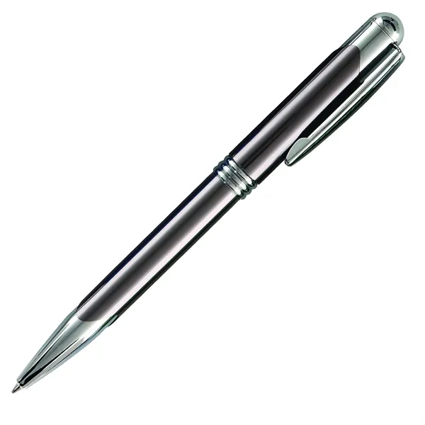 Metal twist-action ballpoint pen with silver tone writing tip, pocket clip,... from ASI 68507 The Magnet Group / Castelli