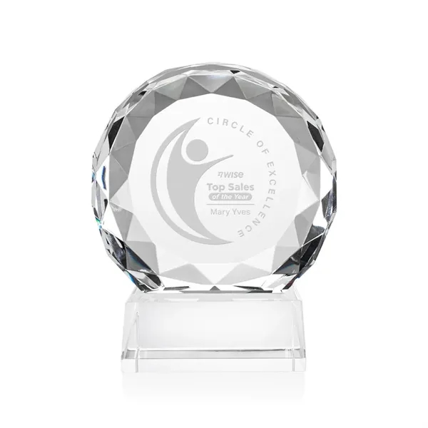 Optical crystal round award with faceted edges on a base.... from ASI 84592 St Regis Group / St Regis